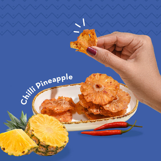 Chilli Pineapple Bytes  Sun-dried Pineapple Snack  100 Natural  150gms