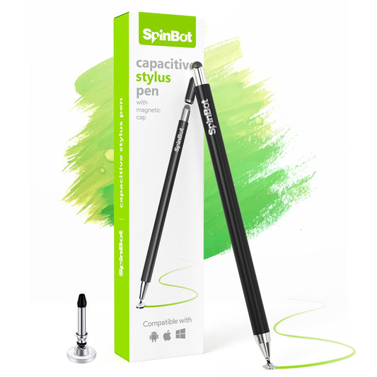 SpinBot Capacitive Stylus Pen for Touch Screens Devices Fine Point Lightweight Metal Body with Magnetic Cap