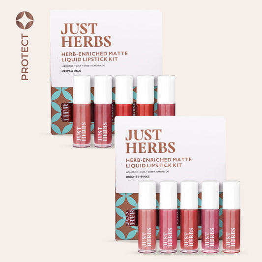 Herb-enriched Matte Liquid Lipstick Combo Deeps  Reds  Brights  Pinks