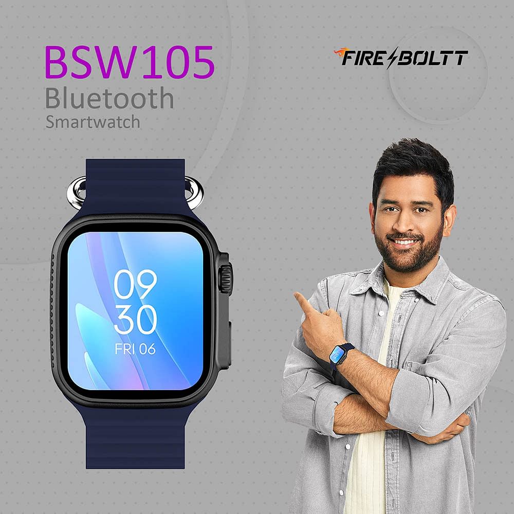 Fire-Boltt Warrior 1.96 Largest Display BT Calling Smartwatch with 120 sports modes Smartwatch  Blue Strap Free Size