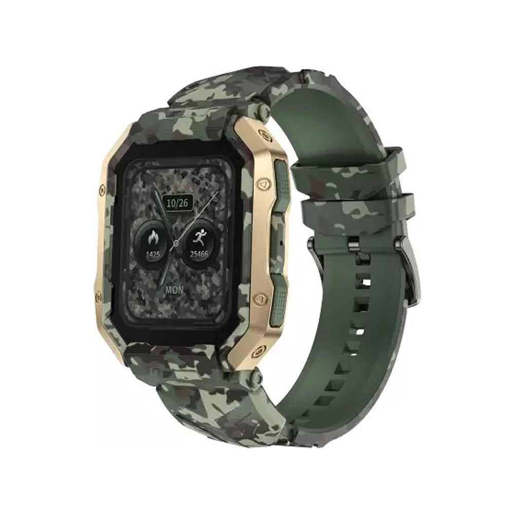 Fire-Boltt Cobra 1.78 AMOLED Army Grade Build Bluetooth Calling with 123 Sports Modes. Smartwatch  Camo Green Strap Free Size