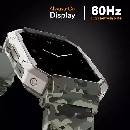 Fire-Boltt Cobra 1.78 AMOLED Army Grade Build Bluetooth Calling with 123 Sports Modes. Smartwatch  Camo Green Strap Free Size