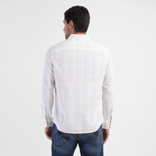 Levis Mens Regular Fit Checkered Shirt-White