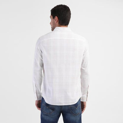 Levis Mens Regular Fit Checkered Shirt-White