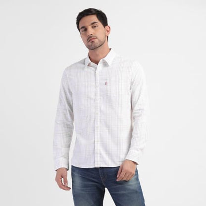 Levis Mens Regular Fit Checkered Shirt-White