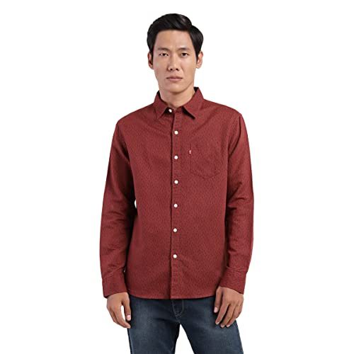 Levis Mens All Over Printed Slim Fit Shirt-Red