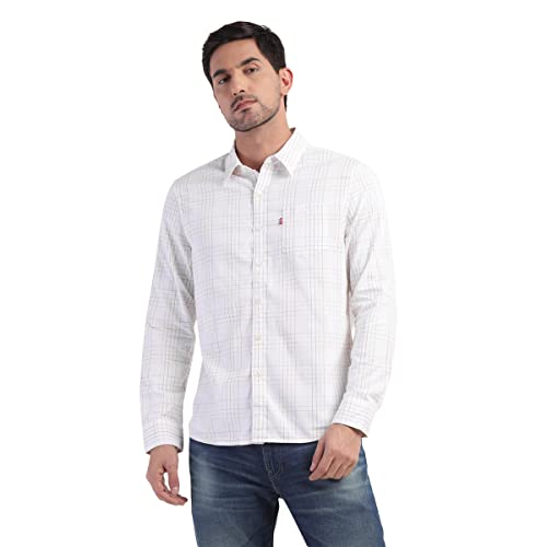 Levis Mens Regular Fit Checkered Shirt-White