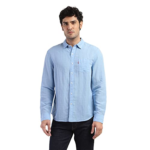 Levis Mens All Over Printed Slim Fit Shirt-Blue