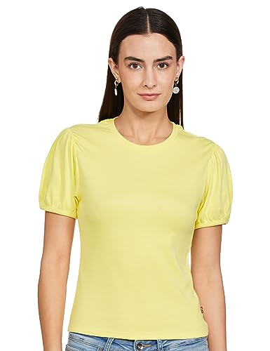 Levis Womens Solid Puff Sleeve Regular Cotton Top