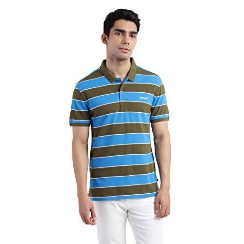 Levis Mens Regular Fit Stripes Polo T-Shirt-Green