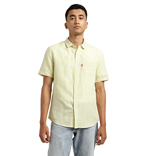 Levis Mens Checked Slim Fit Shirt-Green