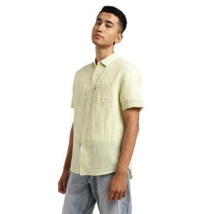 Levis Mens Checked Slim Fit Shirt-Green