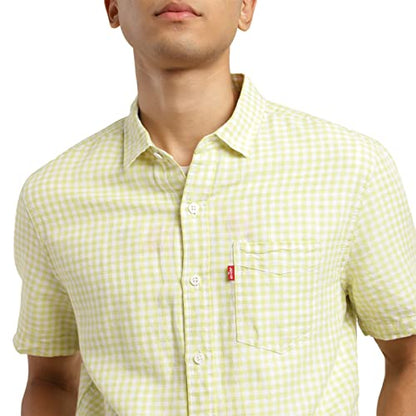 Levis Mens Checked Slim Fit Shirt-Green