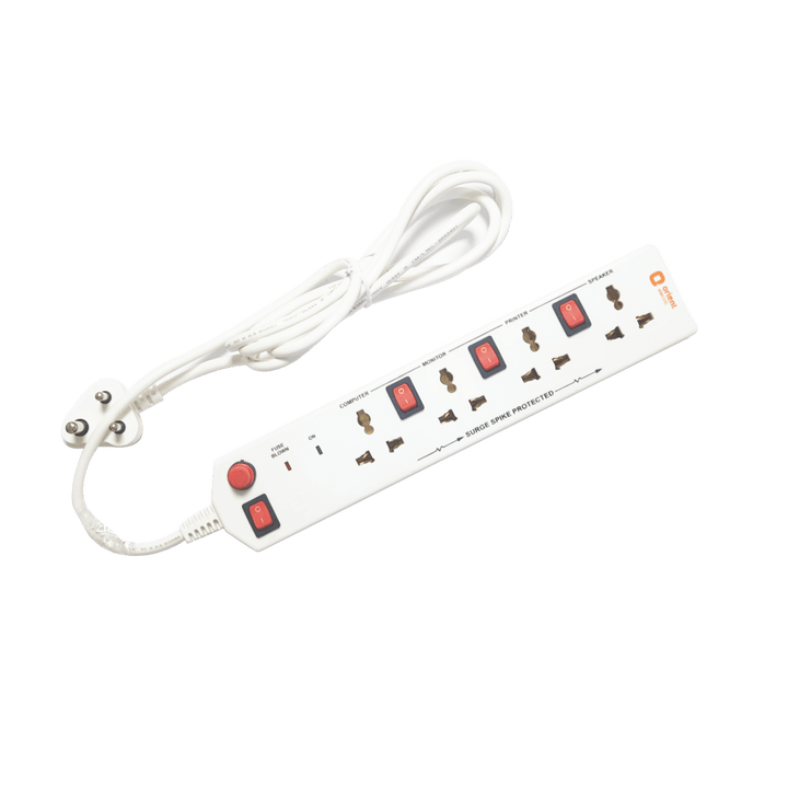 4x4 Socket Extension Board with 2 Metre Wire White