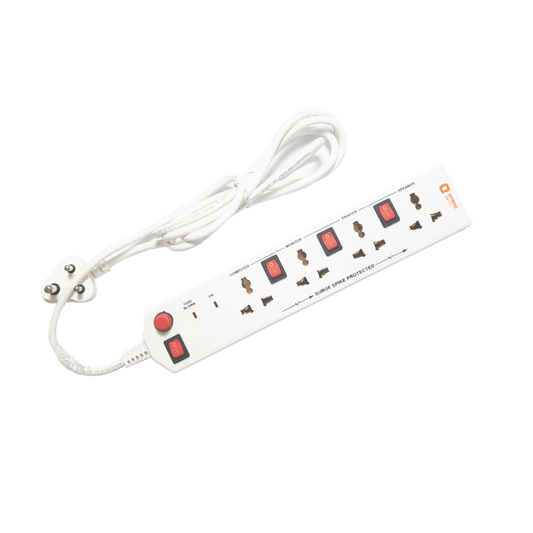 4x4 Socket Extension Board with 2 Metre Wire White