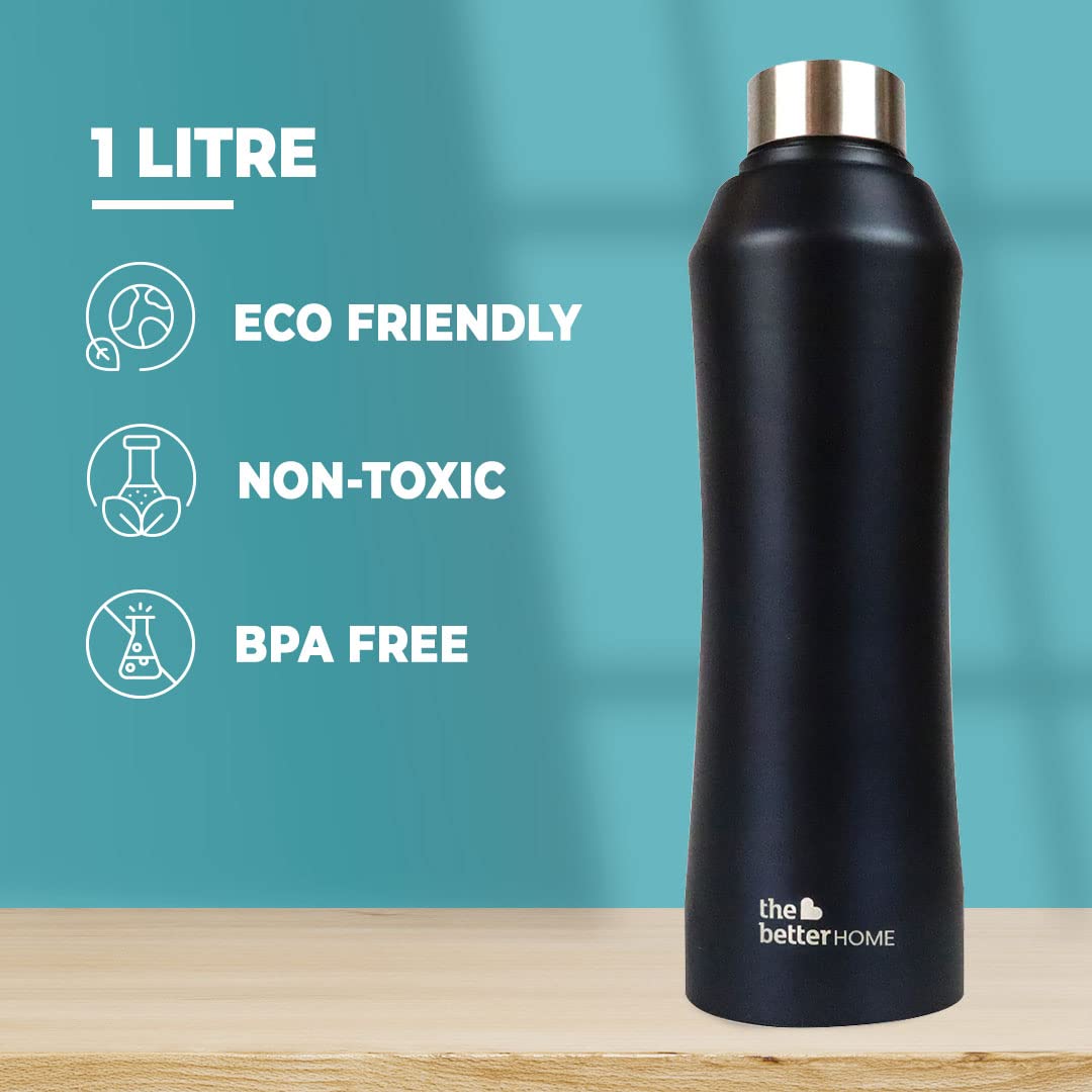 The Better Home Steel Water Bottle 2Pcs-1L, Leak-Proof, BPA-Free, for Kids, Gym, Office, Aesthetic.