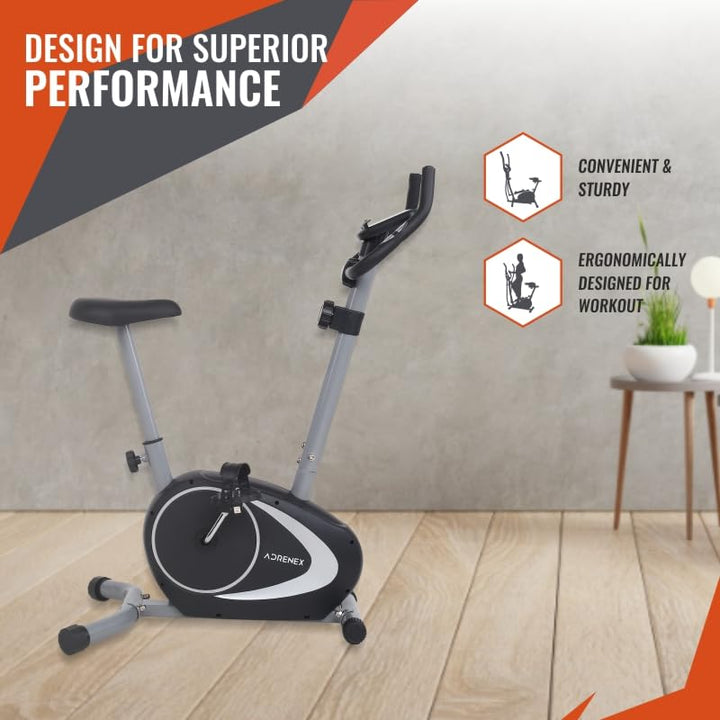 REACH Magnito 100 Bike Magnetic Exercise Cycle Manual For Home Gym Best Upright Bike Upright Stationary Exercise Bike Black Grey