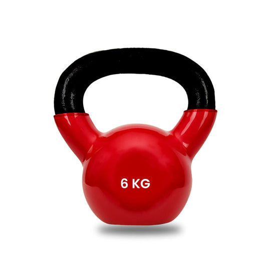 Strauss 6 Kg Vinyl Kettlebell for Men & Women, Ideal for Home Workout, Yoga, Pilates, Gym, Non-Slip, Scratch Resistant, Red.