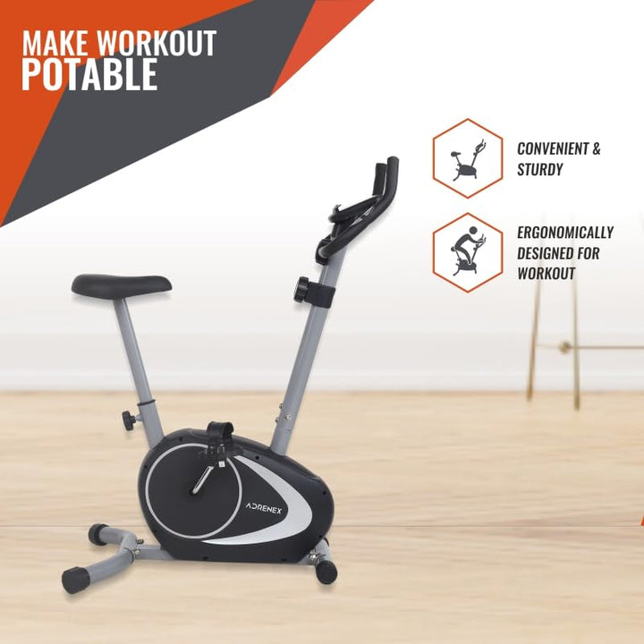 REACH Magnito 100 Bike Magnetic Exercise Cycle Manual For Home Gym Best Upright Bike Upright Stationary Exercise Bike Black Grey