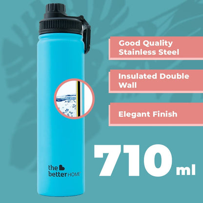 The Better Home Bolt 710ml Stainless Steel Insulated Sipper Water BottleThermos Hot and Cold Water FlaskSipper Bottle for Adults and KidsSteel Bottle for Gym Office HomeTeal