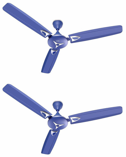 Candes Star Ceiling Fans 1200mm, 3 Star, Noiseless, Energy Efficient, High Air Delivery, 11 Years Warranty, Silver Blue, Pack of 2