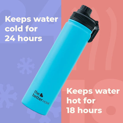 The Better Home Bolt 710ml Stainless Steel Insulated Sipper Water BottleThermos Hot and Cold Water FlaskSipper Bottle for Adults and KidsSteel Bottle for Gym Office HomeTeal