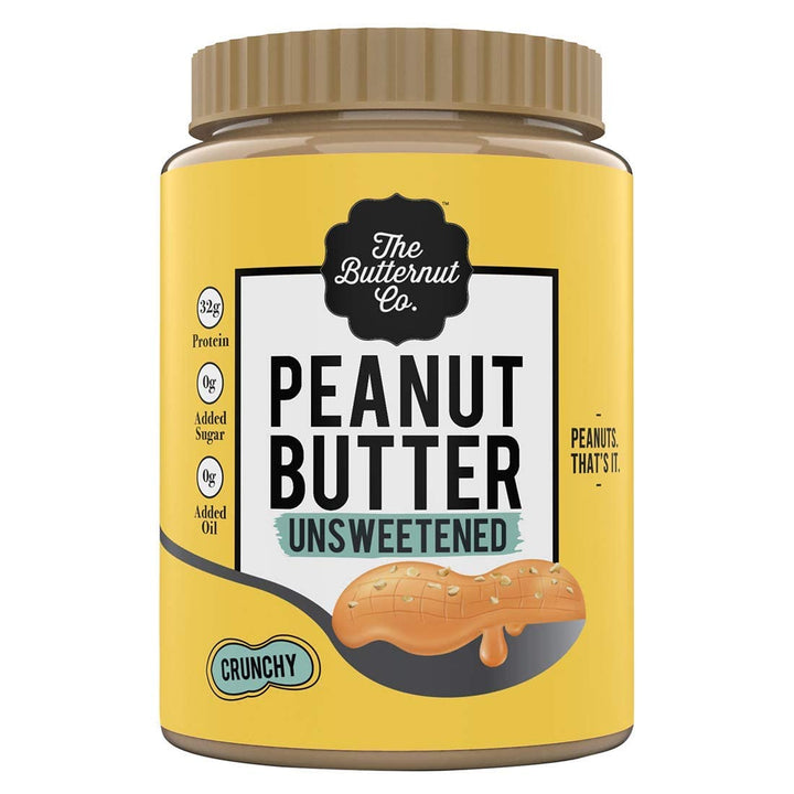 The Butternut Co. Natural Peanut Butter Crunchy 1kg, Creamy 340g, Unsweetened, 32g Protein, No Added Sugar, 100% Peanuts, No Salt, High Protein.