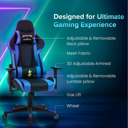 INTERCEPTOR Ergonomic Gaming Chair  Gaming Mat Combo  Premium Fabric Adjustable Neck  Lumbar Pillow 3D Adjustable Armrests