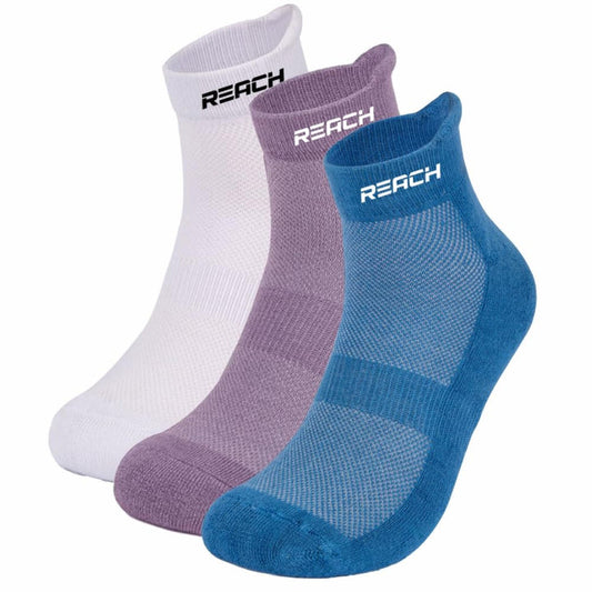 REACH Bamboo Ankle Socks for Men  Women  Breathable Mesh  Odour Free Socks  Sports  Gym Socks  Soft  Comfortable  Pack of 3  White Lavender  Sky Blue