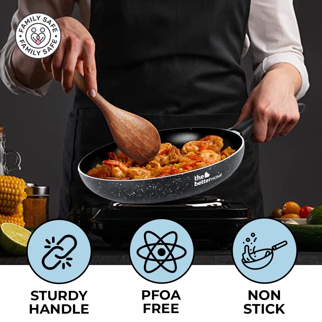 The Better Home Non Stick Induction Cookware: Frying Pan 24cm, Dosa Tawa 28cm, Kadai 24cm, 3 Layer Nonstick Coating.