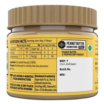 The Butternut Co. Natural Peanut Butter Crunchy 1kg, Creamy 340g, Unsweetened, 32g Protein, No Added Sugar, 100% Peanuts, No Salt, High Protein.