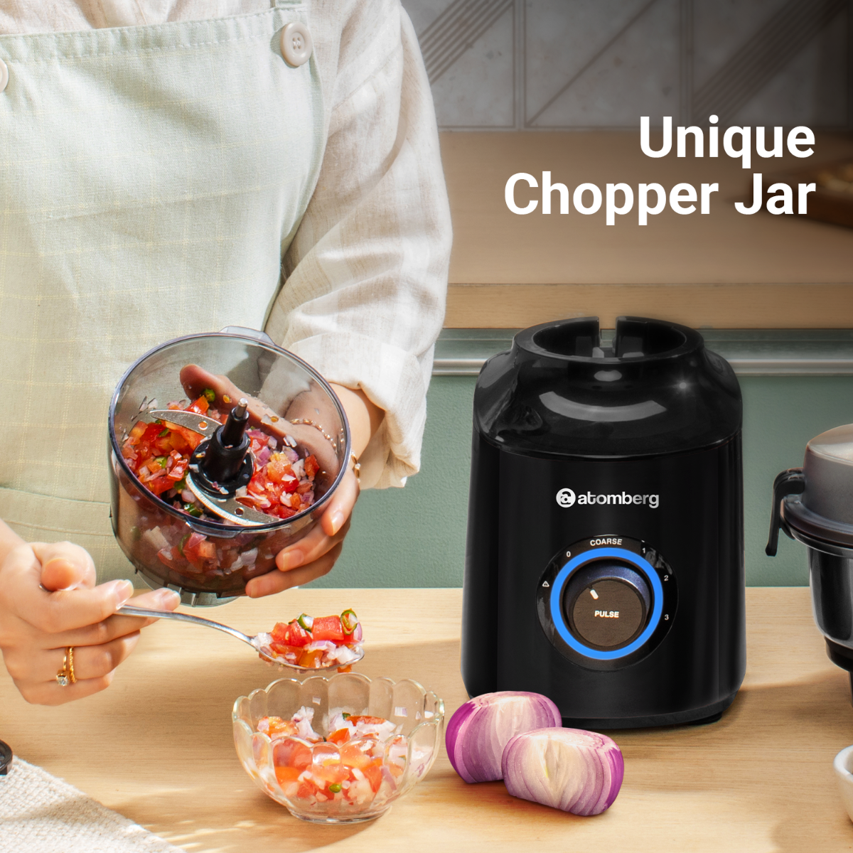 Atomberg Zenova Mixer Grinder with Unique Coarse Mode  Advanced Safety Features 4 Jars including Unique Chopper Jar with Hands Free Operation Black