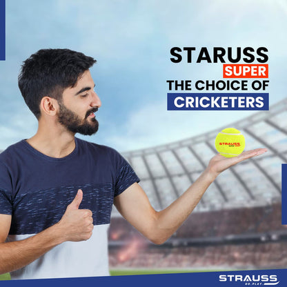 STRAUSS Acrylic Cricket Tennis Balls, Pack of 6, Yellow, Lightweight, Soft, for Street, Lawn, Park, Beach, Gully Cricket, All Ages.