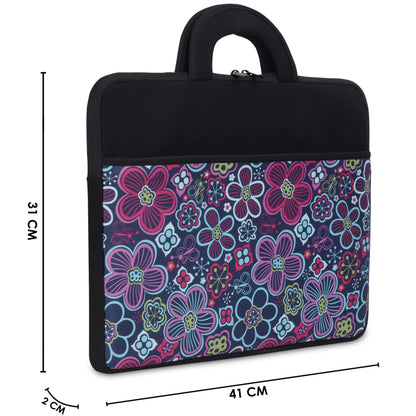 THE CLOWNFISH Floral Polyester Unisex 15.6 Inch Tablet Case Laptop Sleeve Laptop Case Slipcase Messenger Bag Black