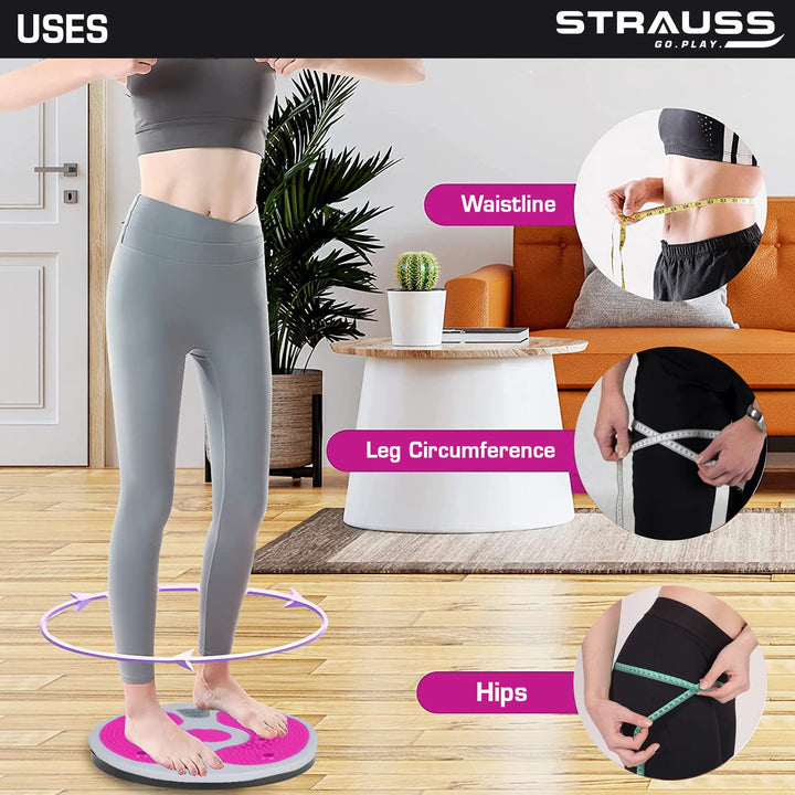 Strauss Tummy Twister Abs Roller, Body Toner, Fat Burner, Slimming Machine, Non-Slip, Ideal for Home, Men & Women, White/Pink