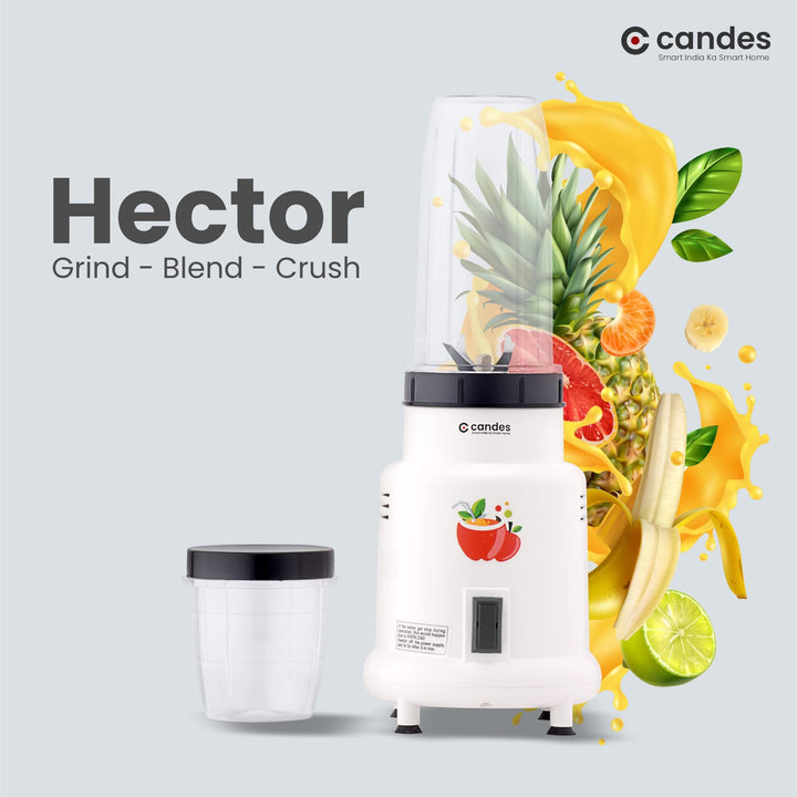 Candes Hector Nutri Blender 22000 RPM, 400W, Stainless Steel Blades, 2 Unbreakable Jars, 1-Year Warranty, Ivory.