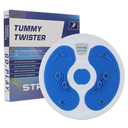 Strauss Tummy Twister Abs Roller Shaper for Women & Men, Fat Burner Slimming Machine, Non-Slip, Ideal Home Exercise Equipment, Blue