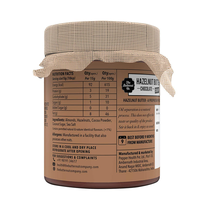 The Butternut Co. Chocolate Hazelnut Spread- 200 gm No Refined Sugar Vegan No Preservatives