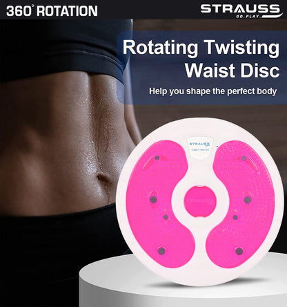 Strauss Tummy Twister Abs Roller, Body Toner, Fat Burner, Slimming Machine, Non-Slip, Ideal for Home, Men & Women, White/Pink