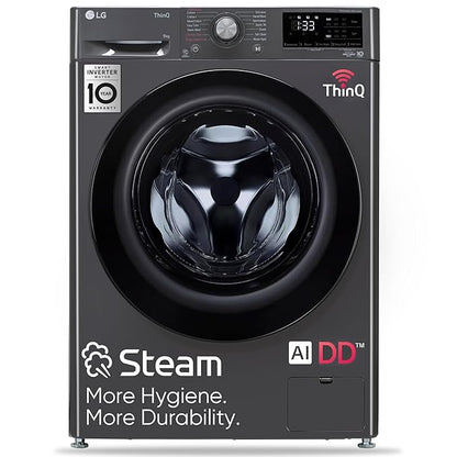 LG 9Kg 5-Star Wi-Fi Inverter AI Front Load Washing Machine, Steam, In-Built Heater, 6 Motion DD, Black