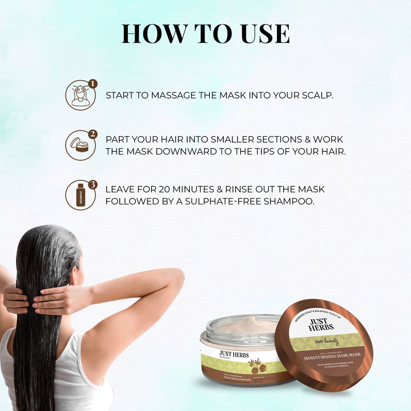 Moisturising Hair Mask with Amla and Shankhpushpi - Just Herbs