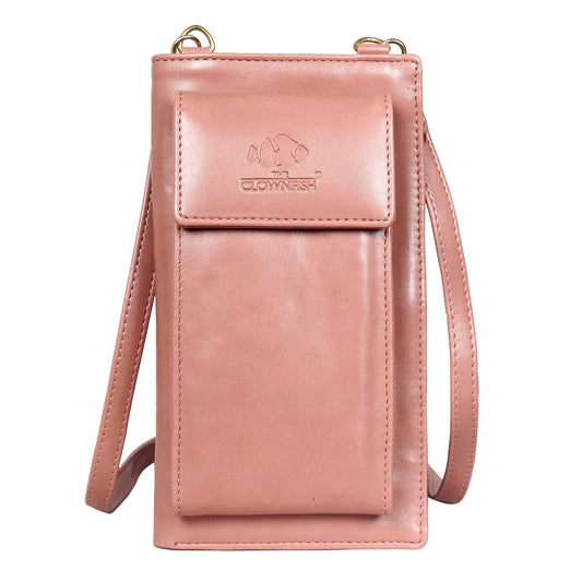 THE CLOWNFISH Adora Women WalletSling Bag With Front Phone Pocket Peach