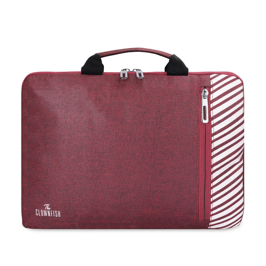 THE CLOWNFISH Rex Series Polyester Unisex 13 Inch Laptop Bag Tablet Case With Comfortable Carry Handles Maroon