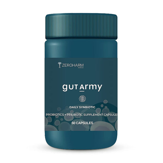 ZEROHARM Gut Army Probiotics Supplement For Men  Women 100 Billion CFU - 60 Capsules