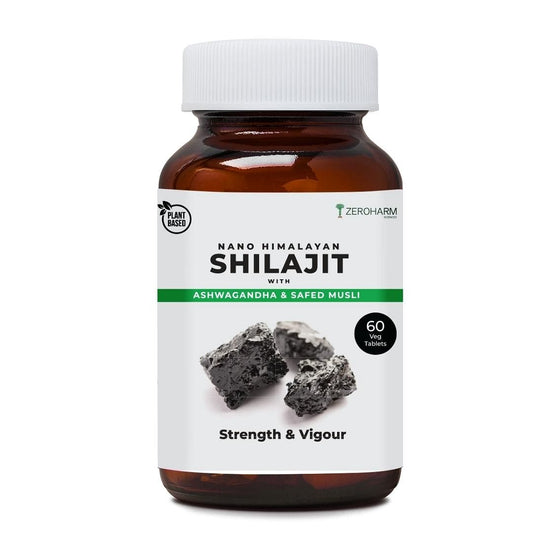 ZEROHARM Shilajit Ashwagandha Amplifly Performance Stamina Improve fertility Enhance sexual wellness - 60 Tablets