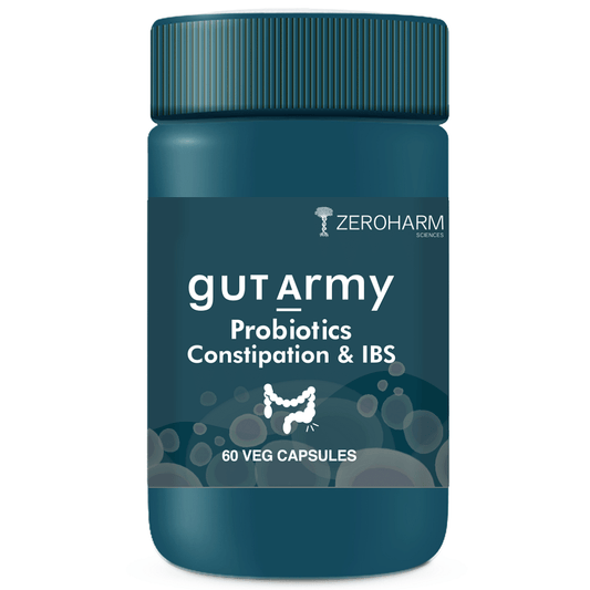 ZEROHARM Probiotic-IBS Relief from Constipation Fight IBSIBD Reduce Bloating  Acidity - 60 Capsules