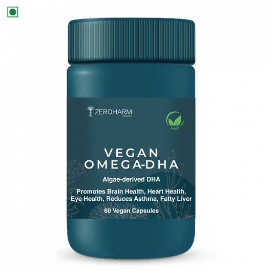 ZEROHARM Algae Based Vegan Omega 3 Capsules for Women  Men-No Fish Oil - 60 Capsules