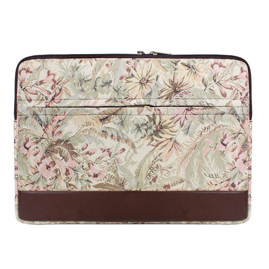 THE CLOWNFISH Python Faux Leather With Tapestry Fabric Unisex 17 Inch Tablet Case Laptop Bag Beige