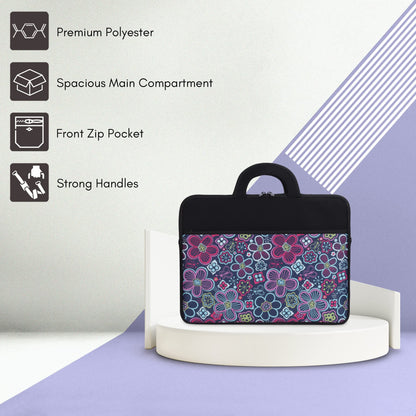 THE CLOWNFISH Floral Polyester Unisex 15.6 Inch Tablet Case Laptop Sleeve Laptop Case Slipcase Messenger Bag Black