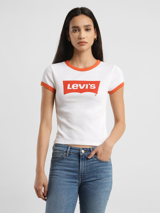 Womens Brand Logo Ringer Rib T Shirts